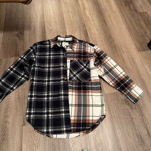 Women's Black and Brown Plaid Shirt